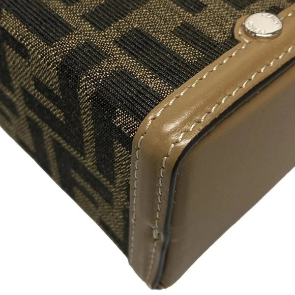 Auth FENDI Baguette Soft Trunk/Zucca Pattern 7VA565 Dark Brown Beige Jacquard - Picture 3 of 16